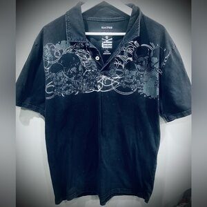 Machine Men's Black Skull Graphic Polo Shirt